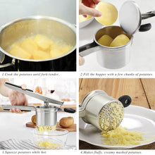 Load image into Gallery viewer, Rorence Stainless Steel Potato Ricer with Silicone Grip Handles - Black