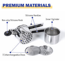 Load image into Gallery viewer, Potato Ricer Stainless Steel with 3 Interchangeable Discs supplier