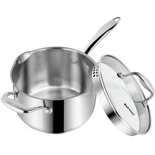 Load image into Gallery viewer, 3.7 qt stainless steel saucepan Glass Lid with Two Side Spouts