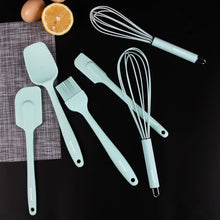 Load image into Gallery viewer, Rorence Silicone Whisk Spatula Spoonula & Brush Set of 6 - Green/Red
