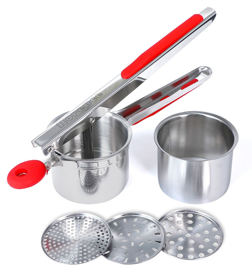 Rorence Potato Ricer Stainless Steel with 3 Interchangeable Discs & In ...